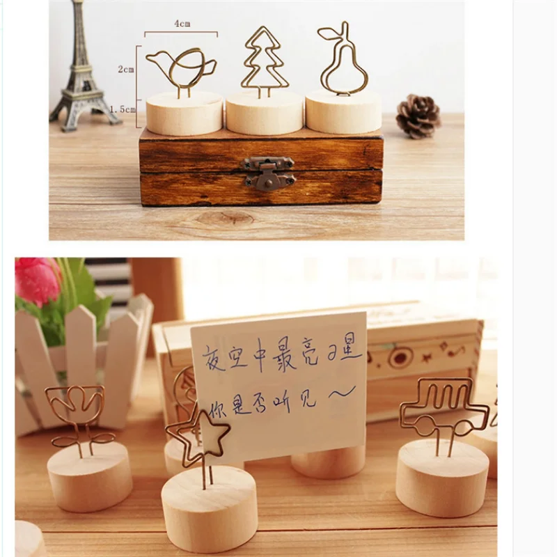 1/3/10pcs Creative Round Wooden Note Picture Frame Clip Wedding Photo Holder Place Card Holder