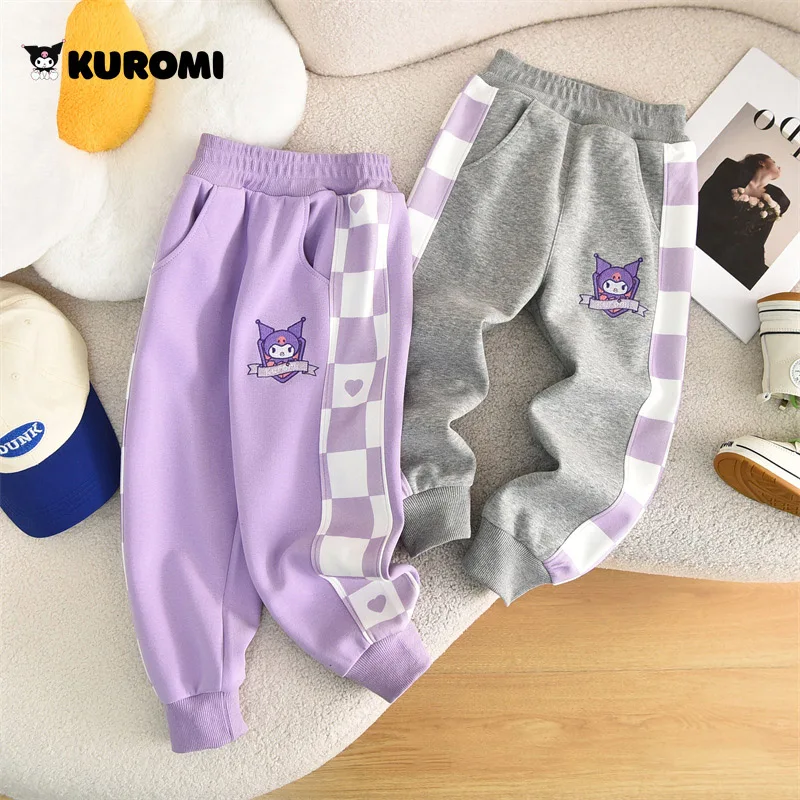 

2024 Kawaii Sanrio детские спортивные брюки Hello Kitty Kuromi мультяшный стиль Студенческие Брюки джоггеры весна осень свободные повседневные Мягкие