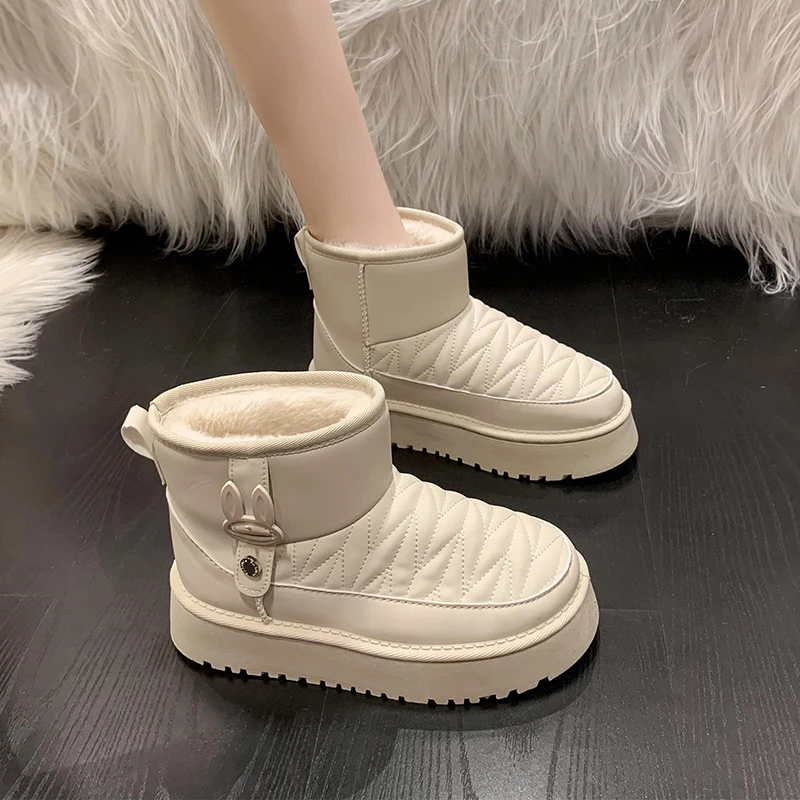 

Женские теплые ботинки с высоким берцем Fujeak, удобная женская обувь для прогулок, повседневные женские ботинки с противоскользящей хлопковой подкладкой