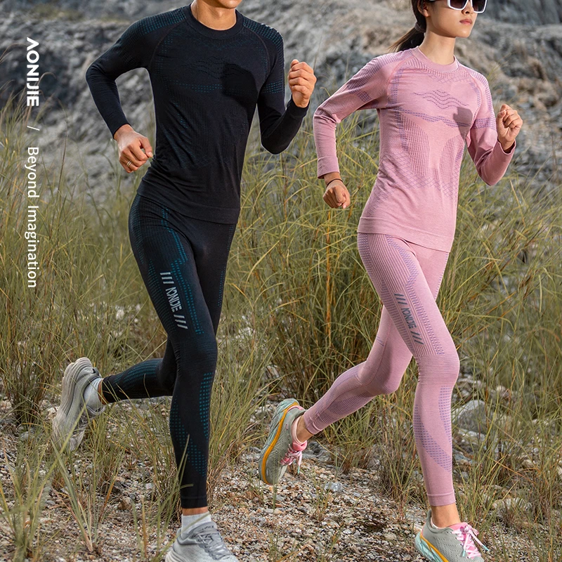 AONIJIE F5176 Outdoor Running Integrated Wool Fabric Tight Compression Warm Pants Leggings Professional Training Man Women