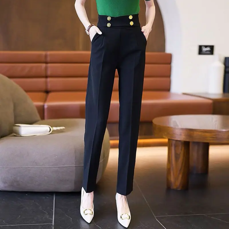 New Women Clothes Korean Fashion High Waist Elegant Chic Harem Suit Pants Summer Office Lady Commuter Trousers Casual Pantalones
