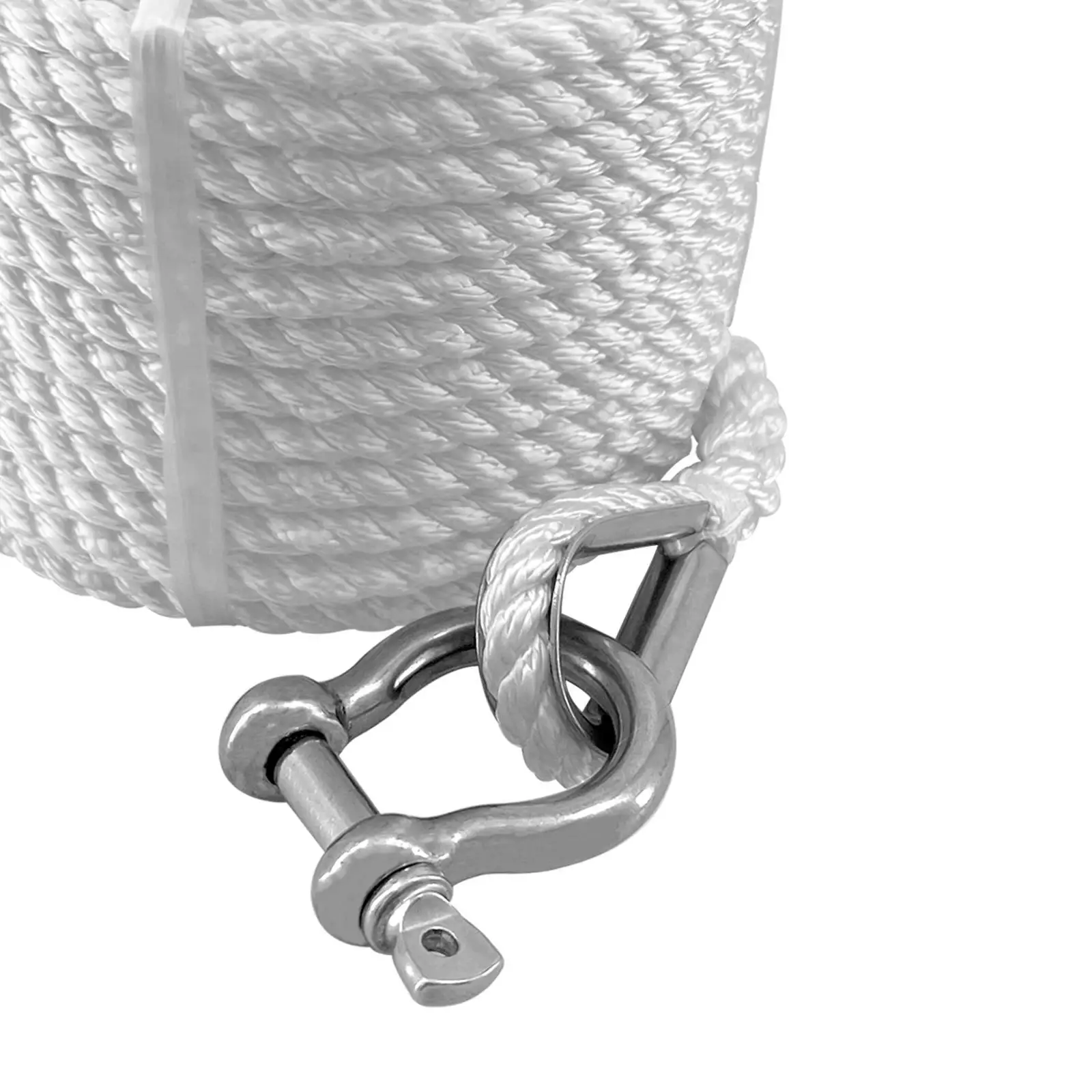 Double Braided Nylon Anchor Rope Canoe Boat Anchor Line Stainless Steel Thimble for Anchoring Water Sports Outdoor Boating