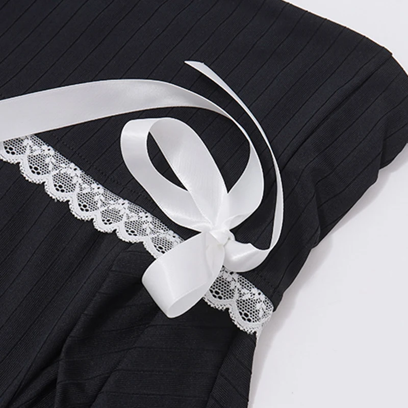 Vestido Fairycore Y2K para mujer, con encaje, hombros descubiertos, manga larga, ajustado, con lazo, para salir y fiestas.