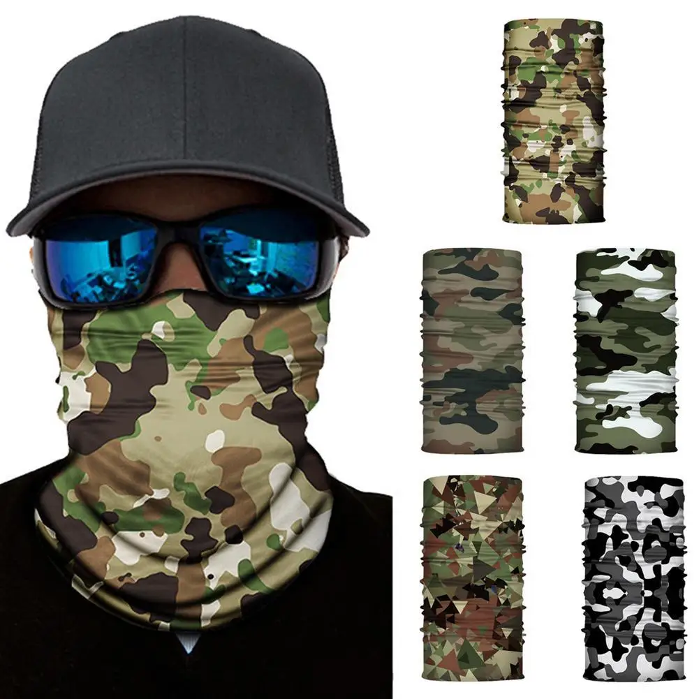 Camouflage Ice Silk Half Face Mask Neck Protection Sunscreen Anti-UV Dust-Proof Outdoor Fishing Running Cycling Supplies