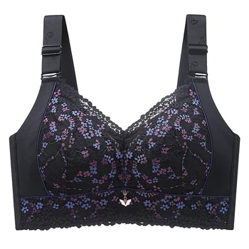 Women's Full Figure Wire Free Lace 36-52CDE Plus Size Bra Thin Seamless Large Chest Underwear For Women Non Padded Minimizer Bra