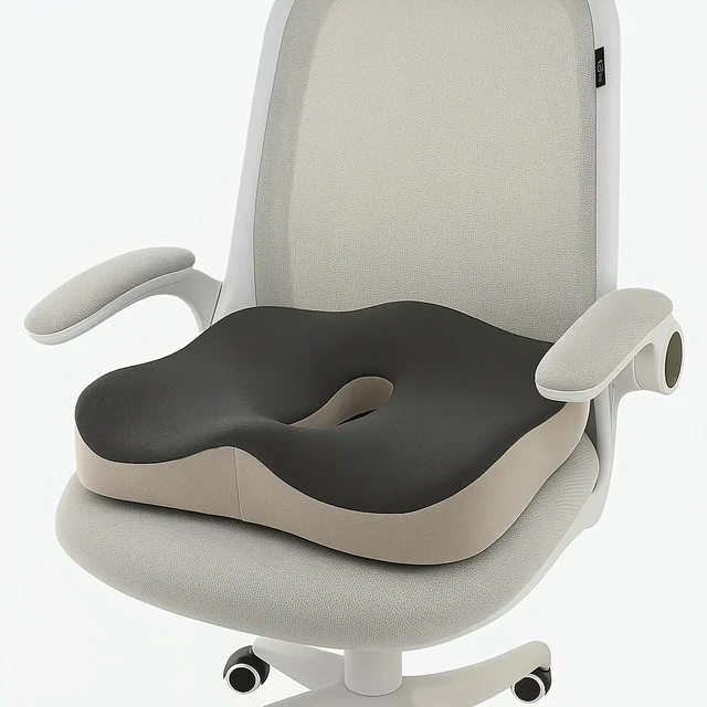 Coussin de siège en mousse à mémoire de forme, avec un coussin de pression ergonomique à rainure centrale 1