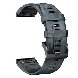 Tactical Camo Silicone QuickFit Watch Band - Premium Replacement Strap 22mm & 26mm - 26mm (Camo Gray)