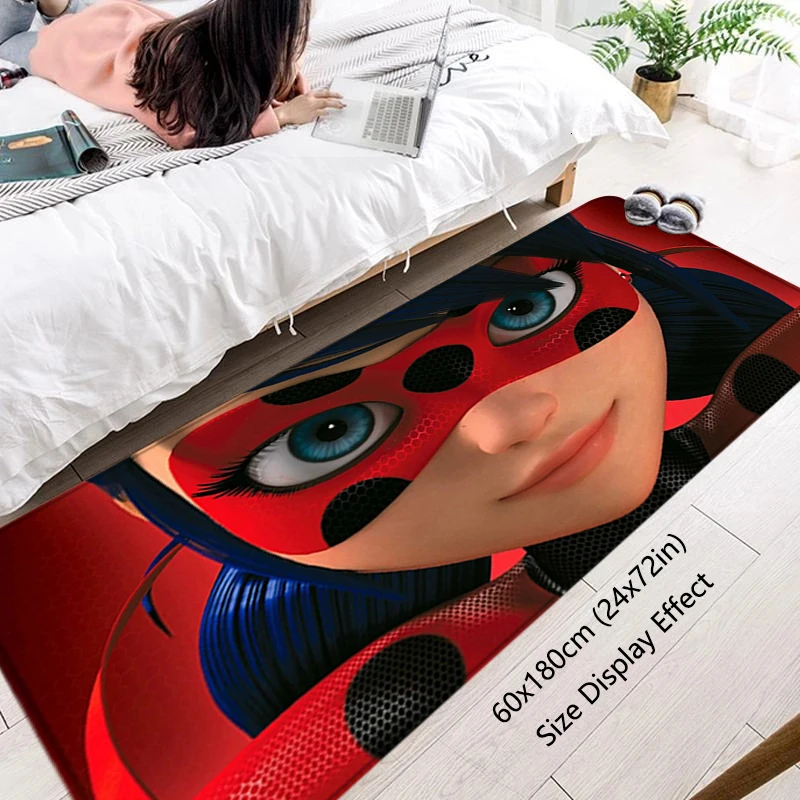 거실 러그 무당 벌레 러그 발 카펫 입구 도어매트, 카와이 러그 바닥 매트, 미끄럼 방지 매트, 가정 주방 러그, 복도 장식