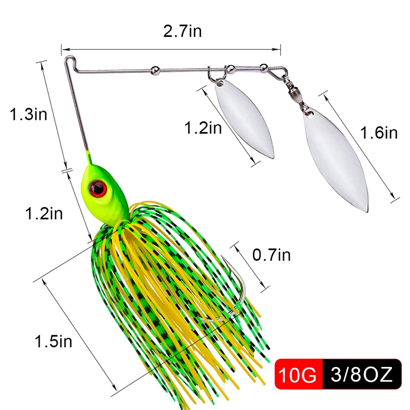PROBEROS 5 stücke 10G 14G Künstliche Köder Spinnerbait 3D Augen Silikon Rock Hecht Wirbel Fisch Zubehör Harte angeln Lockt Pesca – Detail 4