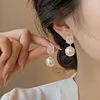 Boucles d'oreilles pendantes en perles de cristal pour femmes, accessoires d'oreille exquis, bijoux de fête, document en or, brillant, luxe, mode 2025