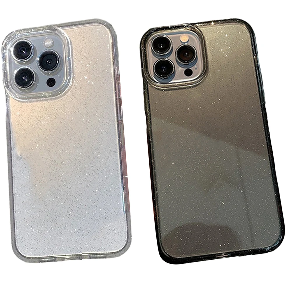 

Luxury Shockproof Clear Phone Case Bling Glitter Clear Case For Iphone 15/14/13 Anti-fall Glitter Protect Cover Hard Back Cover