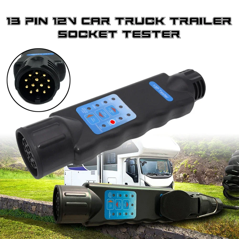 12V 7 13 Pin Trailer Tester Towing Vehicle Light Plug Socket Wiring Test Diagnostic Tool Truck Caravan Car Accessories Universal Circuit Tester Car Light Tester