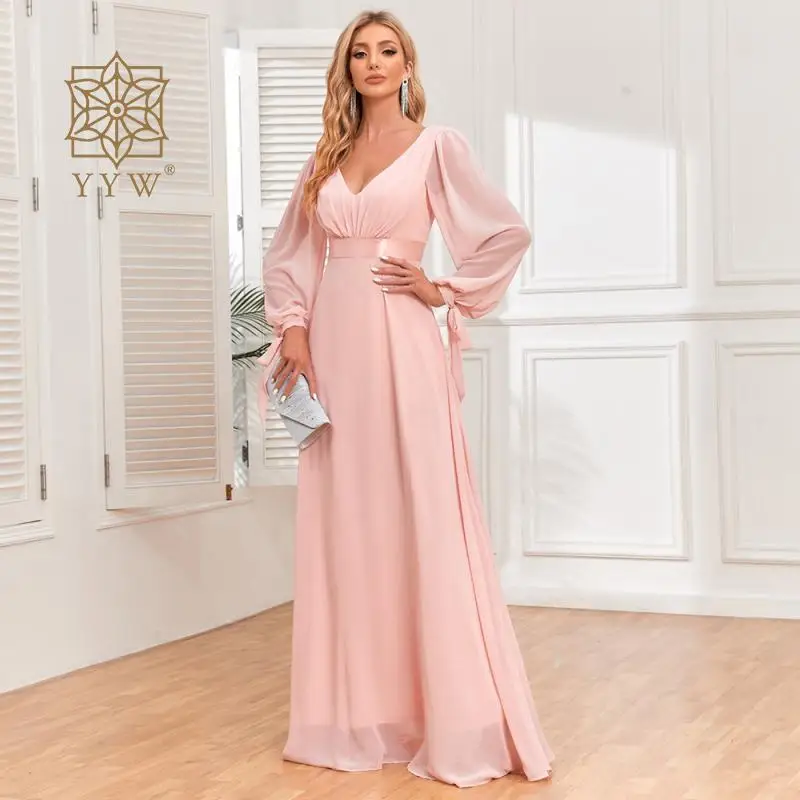 

Dress Performance Suit Evening Illusion Chiffon Blue Evening Dress Wedding Guest Elegant Long Corset Prom Dress Pink Formal Gown