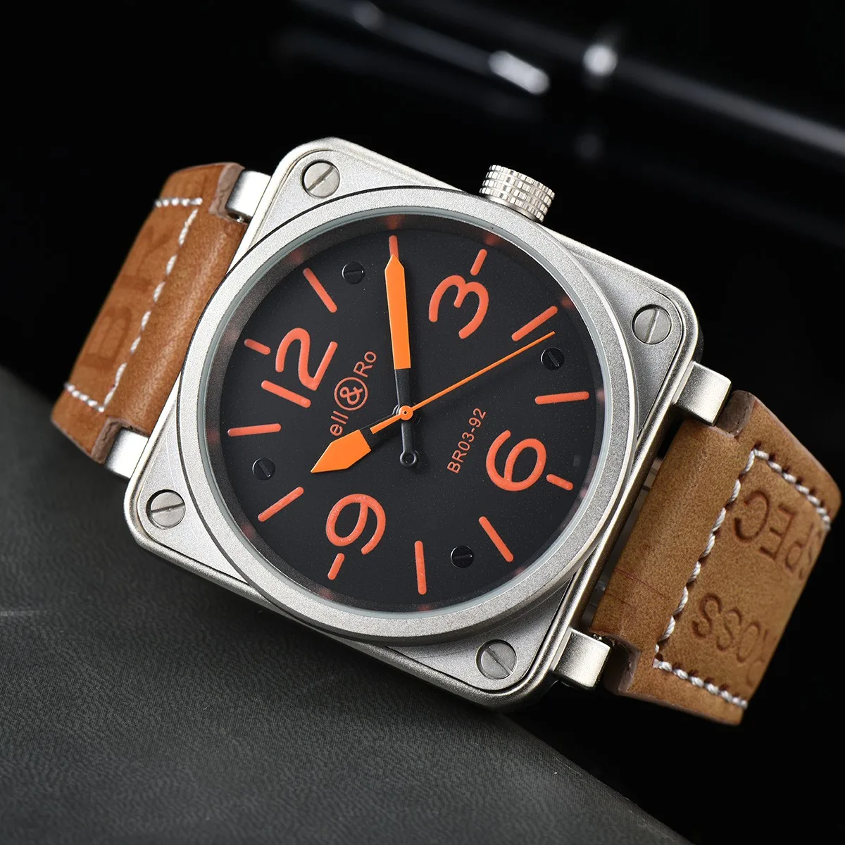 

Hot Original Brand Men Automatic Mechanical Watch Bell Brown Leather Black Ross Rubber 46mm Large Dial Men For Watches AAA Clcok