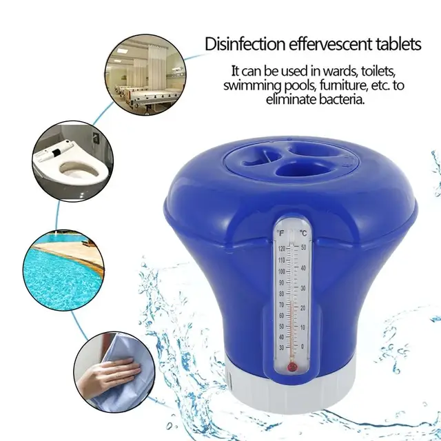 8 Hüvelykes Úszómedence Úszó Tabletták Fertőtlenítő Doboz Hőmérő Automatikus Gyógyszer Adagoló Klór Tabletta Tok Medence Szerszám - Image 2