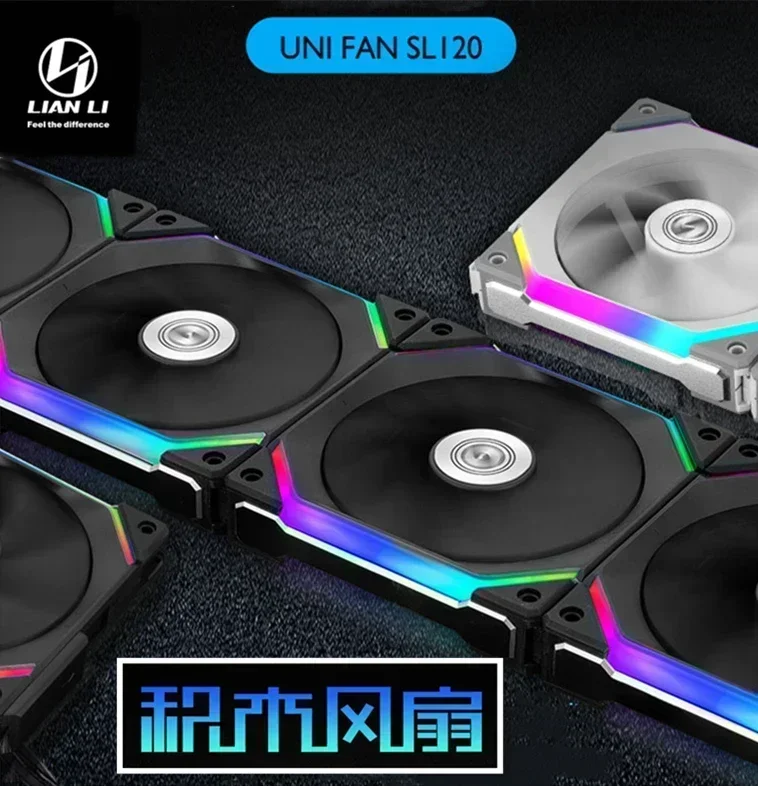 Li-uno fã Kit Sl120 v1 Al120 140 120 140 mm Cabo Modular Rgb Software Livre Controle Inteligente Pwm m b 5v Argb Preto Branco li