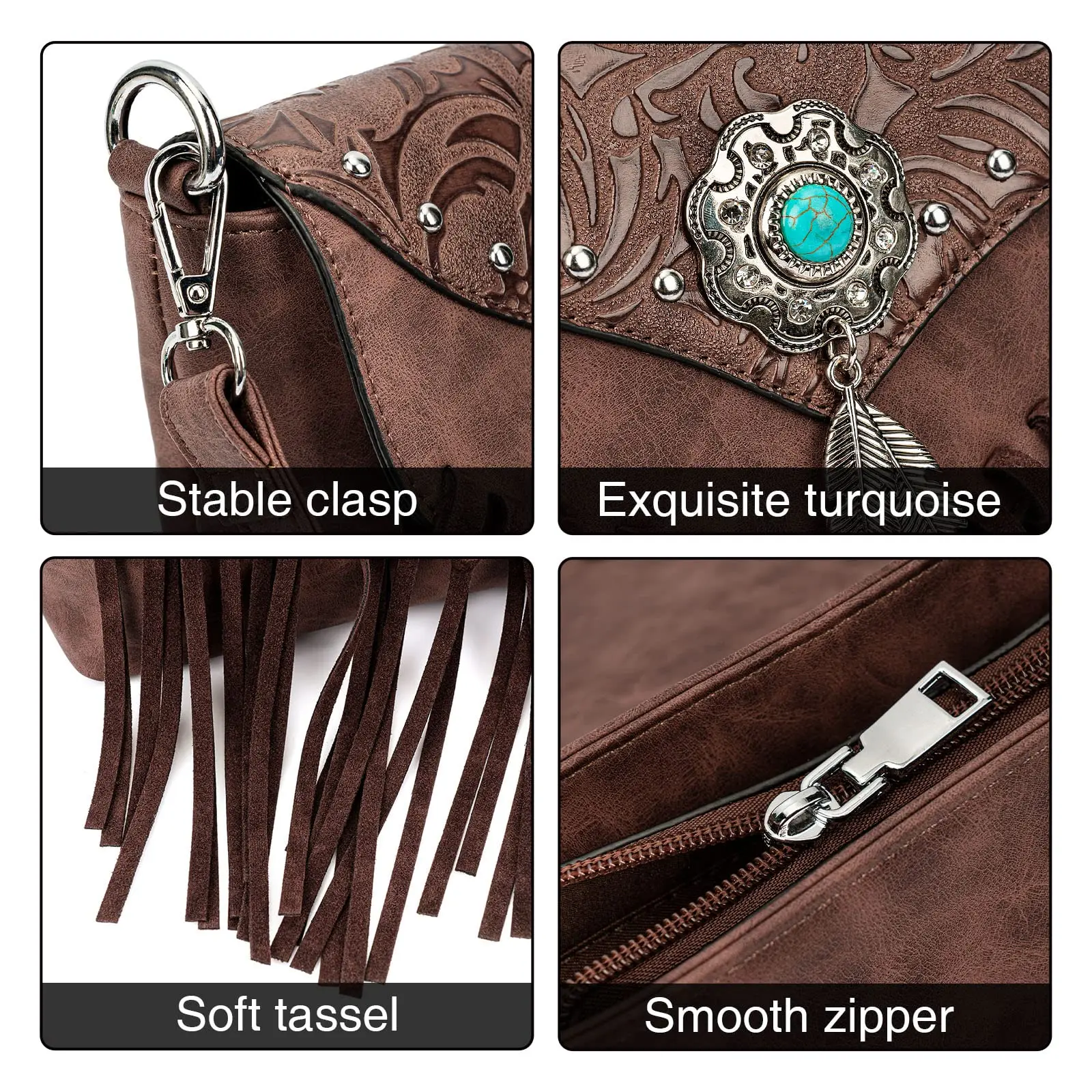 Women Shoulder Bag Celela Western Design Shoulder Bags For Women Vintage Messenger Rivet Tassel Designer Luxury Ethnic Clutch