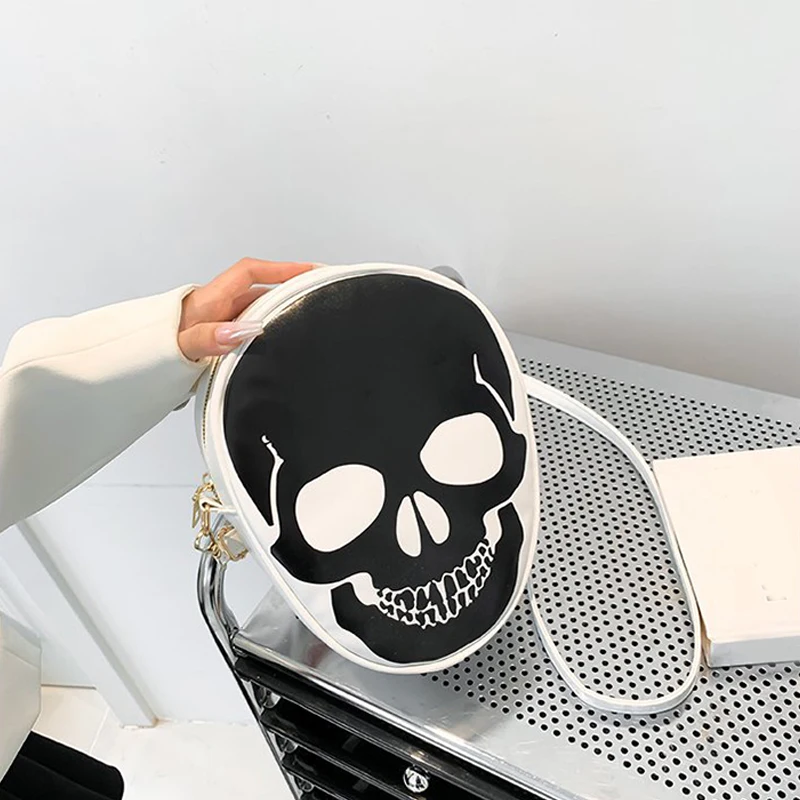 Fashion Casual Women's Shoulder Bag Skull Pattern Color Contrast Design Crossbody Bag For Halloween Festivals Party