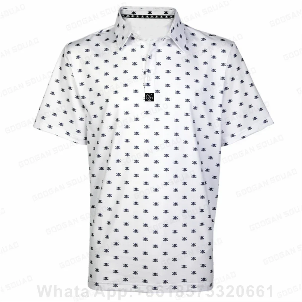 Golf Polo Lapel Buttons Shirt Summer Short Sleeve Golf Football Badminton Quick Dry Clothing Casual Printing Fashion Polo Shirt