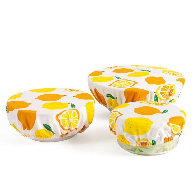 Cotton Bowl Cover Washable Reusable Salad Bowl Dust Fresh-keeping Fruit Printed Food Wraps Cloth 3Pcs/set Food Cover Fresh Keeping Cover Preservation Cover Bowl Cover