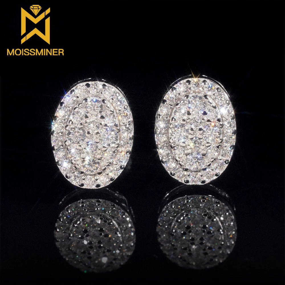 Moissminer Moissanite Eye Earrngs 여성용 Pass Diamonds Tester S 귀 스터드 GRA가있는 힙합 쥬얼리