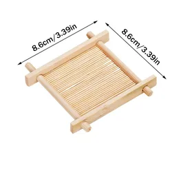 Bamboo Teacup Pad - Retro Heat - Resistant Coaster and Decorative Tableware Accessory (Natural - 8.6x8.6cm)