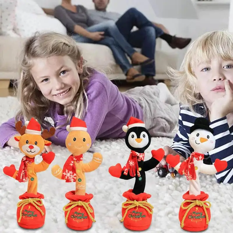 Dancing Christmas Reindeer Toy Christmas Dancing Musical Toy Cute Reindeer Penguin Gingerbread Man Snowman Shape Early Gift 3