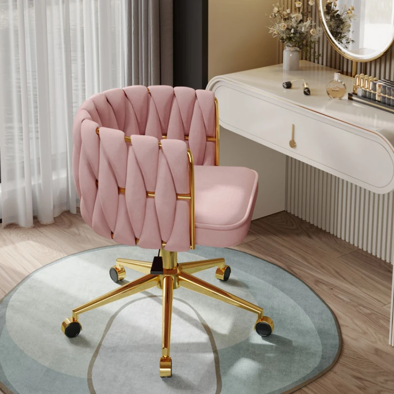 Living room Armchair INS Swivel chair nordic velvet vanity chair bedroom Backrest stool with wheels reading room Furniture