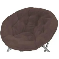 Cozy Faux Fur Saucer Chair Foldable Steel Frame Lounge Seat Dorm Decor Brown 2
