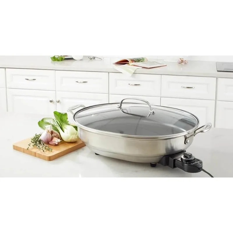 Cuisinart CSK-150 1500-Watt Nonstick Oval Electric Skillet,Brushed Stainless 18 IN