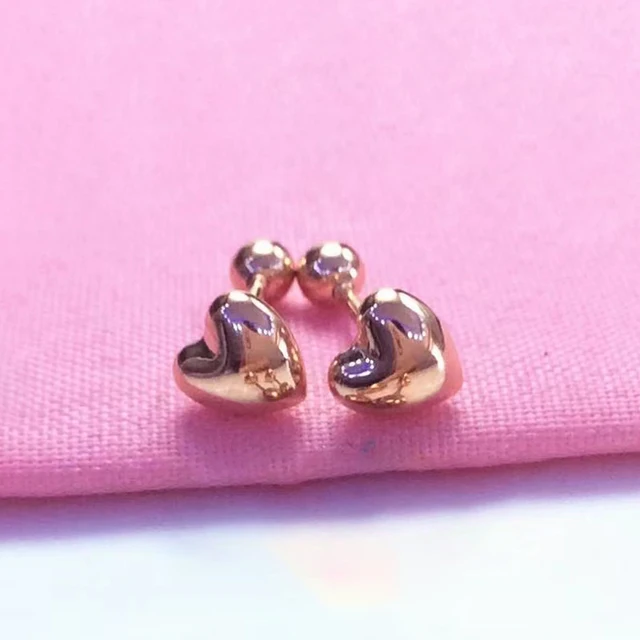 퍼플 골드 도금 로즈 골드 하트 귀걸이: 우아하고 반짝이는 여성을 위한 보석