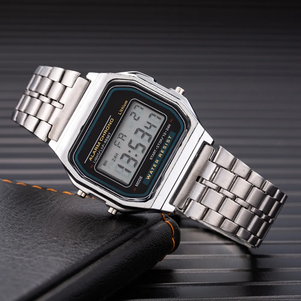 Luxe Led Digitale Horloges Voor Heren Roestvrij Staal Goud Strook Elektronisch Horloge Mode Heren Horloge Relogios Masculino