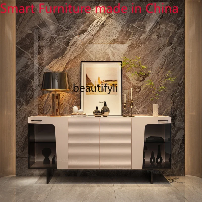 

Light Luxury Home Entrance Cabinet Modern Minimalist Villa Living Room High-End Locker Stone Plate Sideboard Cabinet