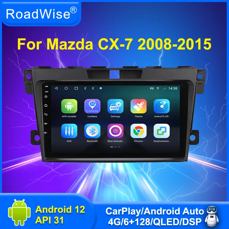 

Roadwise 8+256 Android 12 Car Radio Multimedia For Mazda CX7 CX-7 CX 7 2008 - 2015 4G Wifi GPS DVD 2DIN Carplay Autoradio Stereo