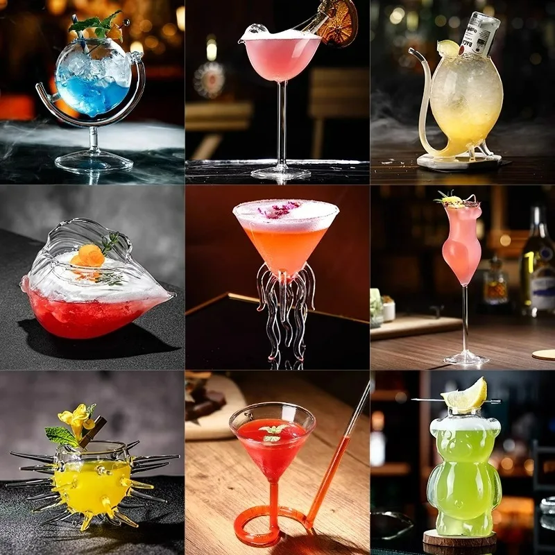 Creative Cocktail Glasses Cups,Funny Champagne Glass,Animal Shaped Wine Martini Glass Cups,Cocktail Accessories for Bar & Party