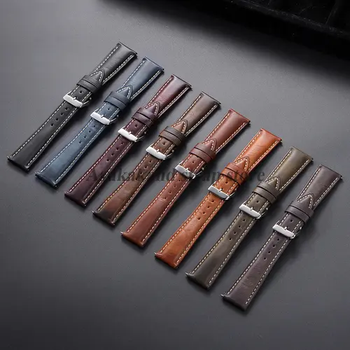 18mm 19mm 20mm 21mm 22mm Universal Vintage Oil Wax Leather Watch Straps Brown Head Layer Watch Band Men Accessories Pin Buckle - Image 2