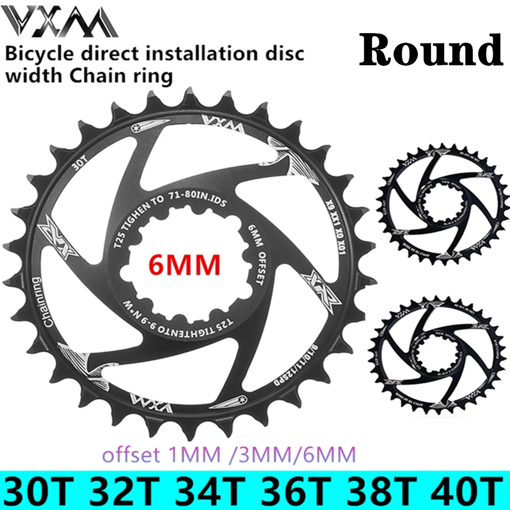 VXM MTB Offset 1/3/6mm Ring Star 30T/32T/34T/36T/38T/40T Bicycle MTB Chain Link GXP XX1 X9 XO X01 Wide and Narrow Sprocket bike chainring bicycle parts