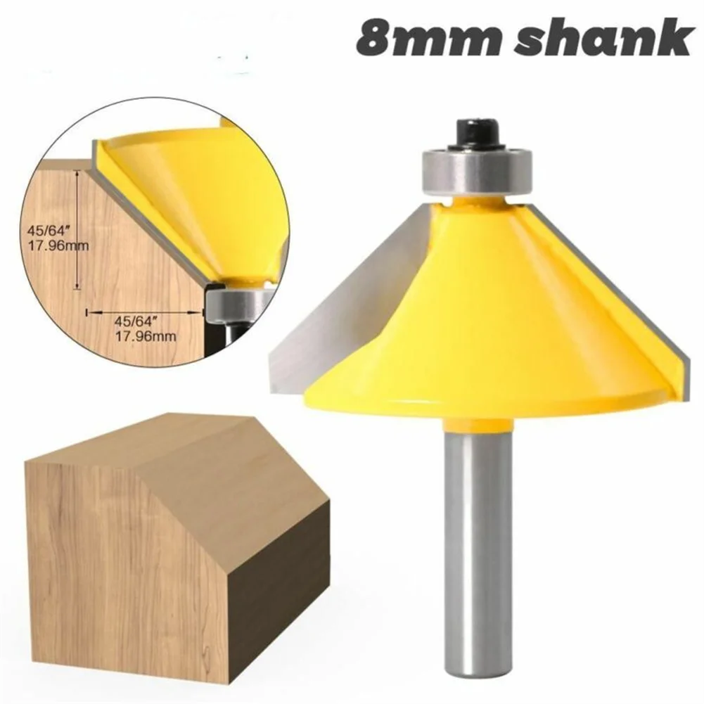 

8mm Shank 45 Degree Chamfer & Bevel Edging Router Bit Carbide Tipped End Milling Cutter For Cutting Woodworking Tools