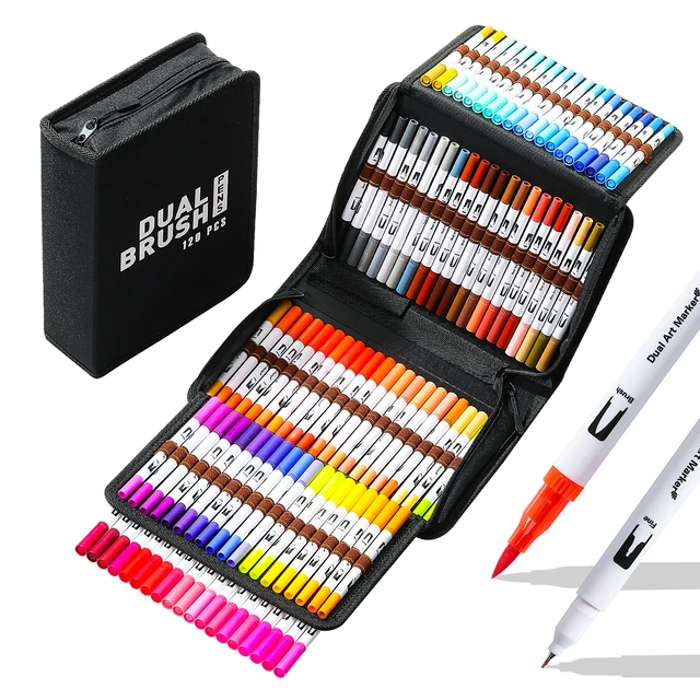 Dual Brush Pen Art Markers, Pastel, 6-Pack