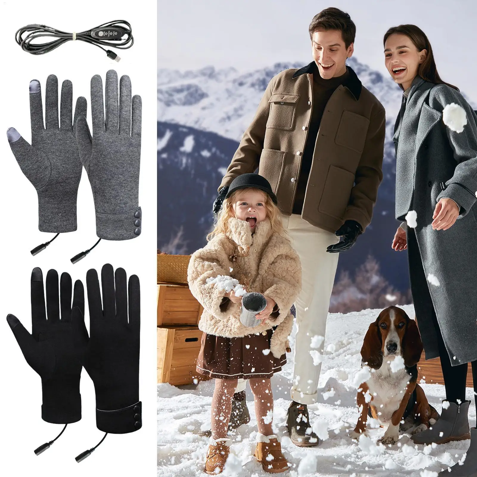 Heating Gloves 3-level USB Windproof Heat Gloves Cold Weather Supplies For Gardening Construction Fishing Camping Snowboarding