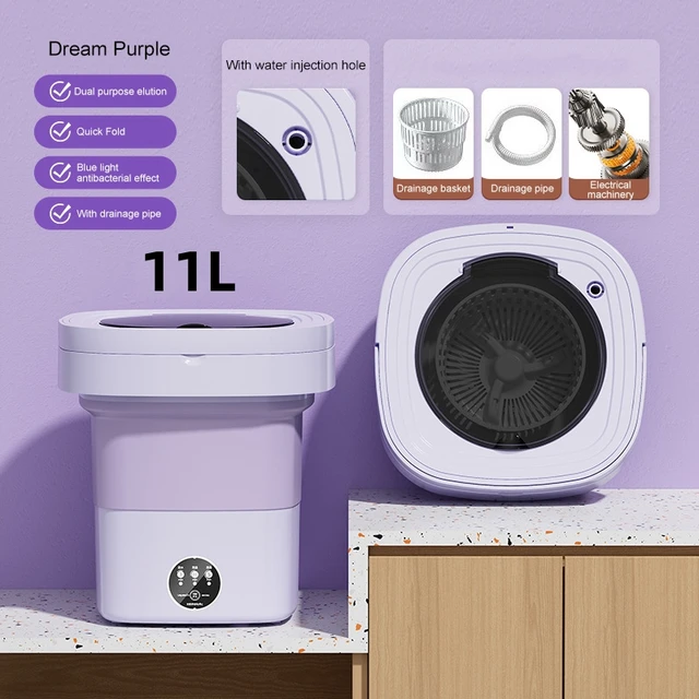 11L Portable Machine À Laver Pliant Grande Capacité Vêtements Spin Sèche  Seau Voyage Sous-Vêtements Chaussettes À Ultrasons Mini Rondelle