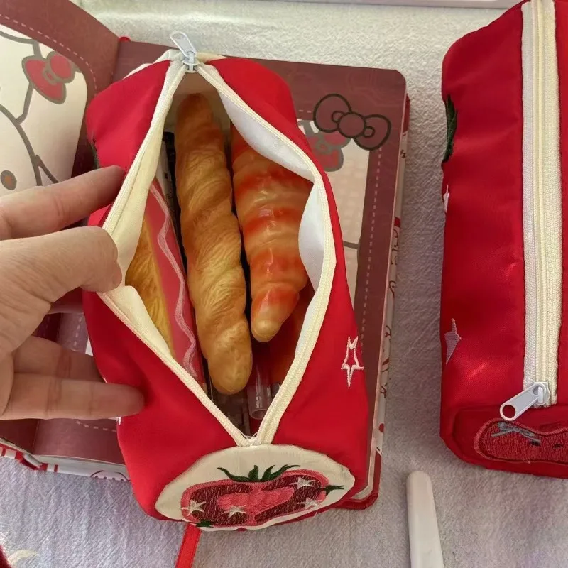 어린이를위한 붉은 색 자카드 연필 케이스 소녀 소년 패션 애플 토마토 편지지 주최자 대용량 달콤한 연필 주머니