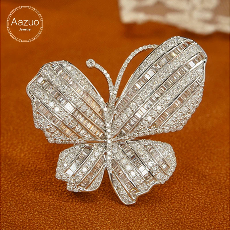 Aazuo 18K White Gold Real Diamond 1.85ct H SI Luxuly Butterfly Ring Gifted For Woman Deluxe Banquet Fashion Jewelry Au750 1 Aazuo 18K White Gold Real Diamond 1.85ct H SI Luxuly Butterfly Ring Gifted For Woman Deluxe Banquet Fashion Jewelry Au750