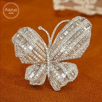 Aazuo 18K White Gold Real Diamond 1.85ct H SI Luxuly Butterfly Ring Gifted For Woman Deluxe Banquet Fashion Jewelry Au750