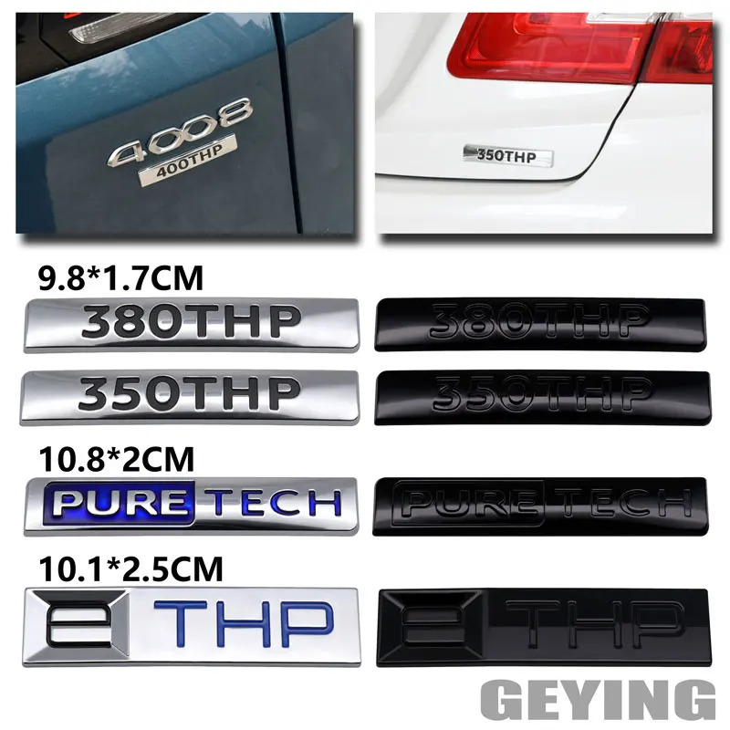 

3D Car Styling ABS Sticker Rear Tailgate Vehicle Logo For Peugeot 2008 3008 4008 5008 207 208 407 508 307 THP ETHP TECH