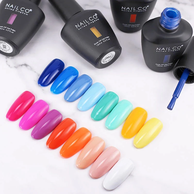 NAILCO UV 젤 네일 광택제, 레드 핑크 컬러, 네일 아트 래커, LED 젤 바니시 젤락, 흡수 글리터 네일 젤 광택제, 12 개/세트, 15ml