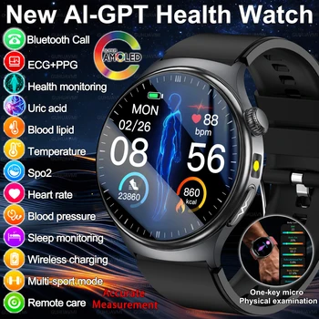 Nuovo Smartwatch 2026 con Diagnosi Accurata, Misurazione Grasso Corporeo, ECG, Ossigeno nel Sangue, Pressione Sanguigna, Funzioni Sportive, Schermo AMOLED HD, Chiamate, per Uomini e Donne