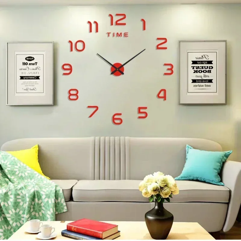 Living Room Wall Decoration Digital Clock Small Garden Acrylic Mirror Sticker Decoration Decorations for Home Room Art Bedroom