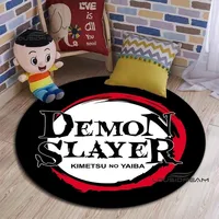Anime Demon Slayer Carpet, 3D printing Cute Cartoon Round Rug Living Room Bedroom Children Study Room Decoration Round Floor Mat 2