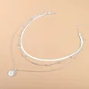 Collier rond à trois couches en argent Sterling 925 pour femmes, chaîne serpent Simple, breloque boule, cadeau de fête, bijoux exquis pour femmes